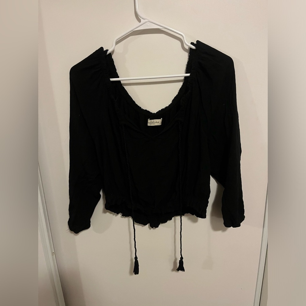 ABERCROMBIE & FITCH black off the shoulder long‎ sleeve top Size M